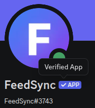 FeedSync's verified app profile on Discord